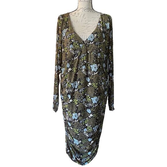 BP Plus Size Black Floral Fitted Dress NEW Size 3X - Picture 2 of 5